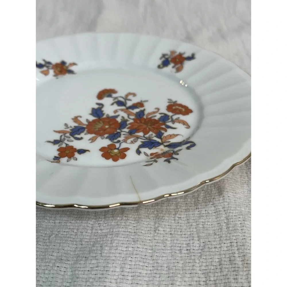 Wurttemberg Germany Plates Early 1900s Set of 2 Multicolor Floral Fluted Antique